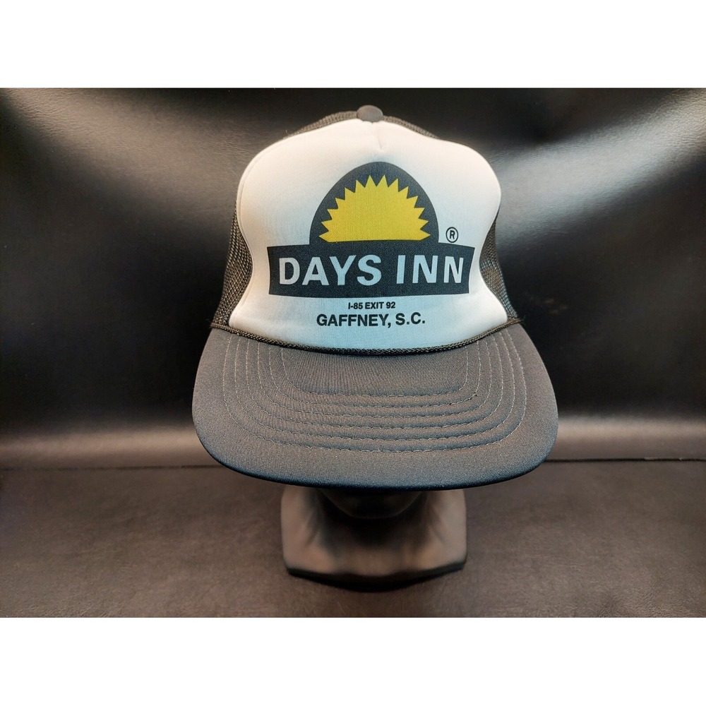 Vintage Days Inn I-85 Exit 92 Gaffney SC Mesh Black White Snapback Hat Cap